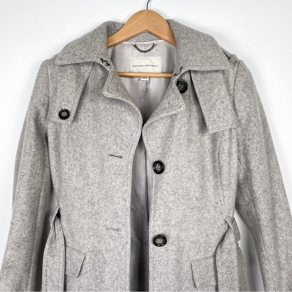 Banana Republic XS grey wool blend pea coat - Picture 3 of 14